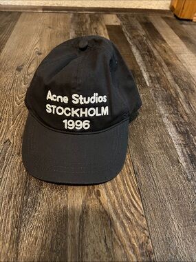 Acne Studios Black Cap with White Embroidered Logo